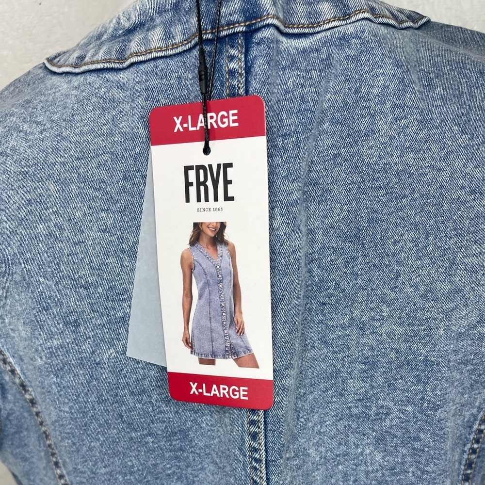 NWT Frye Denim Button Front Mini Dress Sleeveless Western Coastal Festival XLg - Picture 13 of 15